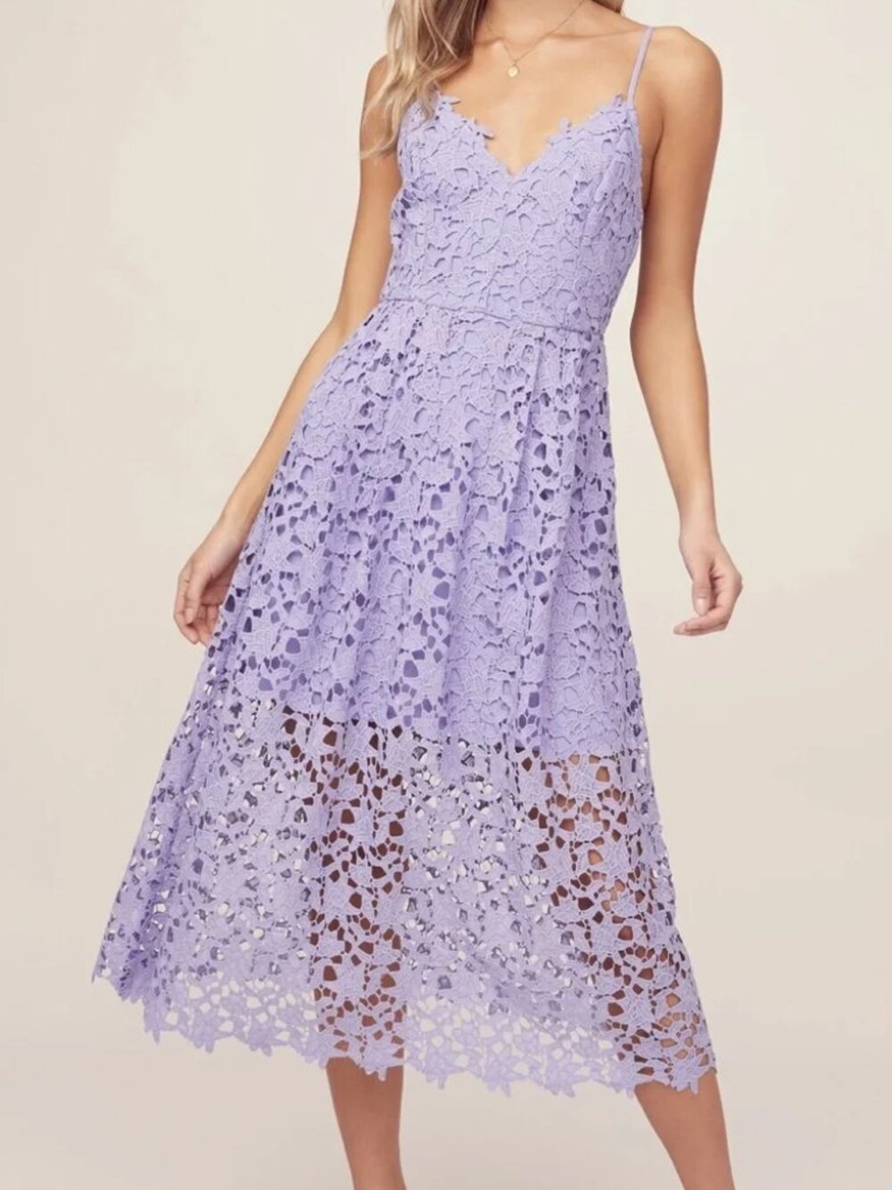 ASTR the Label Lace Midi Dress - Lilac - Large
